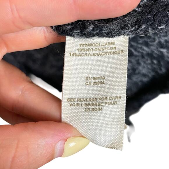 Free People Black & Gray Fringe Knit Wool Blend Open Long Cardigan Coatigan - Picture 11 of 12